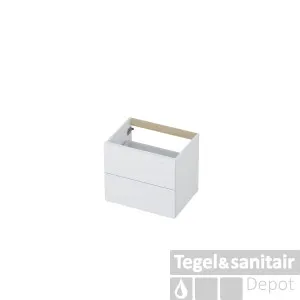 Actieprijs Onderkast INK 2 laden met grepen gelakt 60 cm x 45 cm x 52 cm Hoogglans wit 1101012