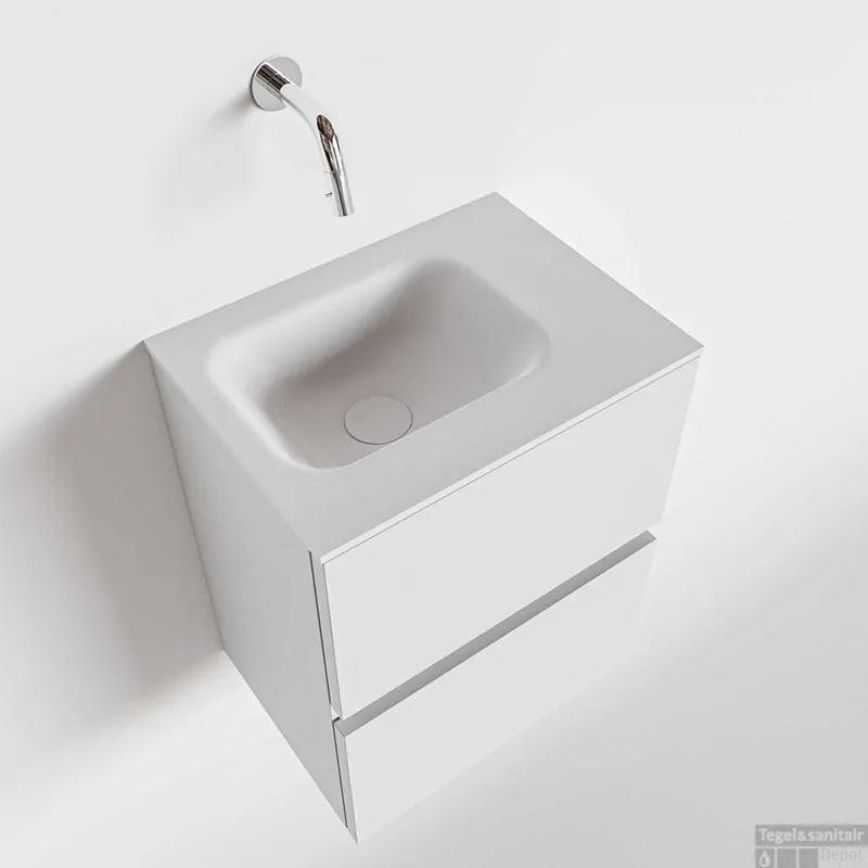 Finale Uitverkoop MONDIAZ ADA 40cm toiletmeubel talc. LEX wastafel talc rechts zonder kraangat