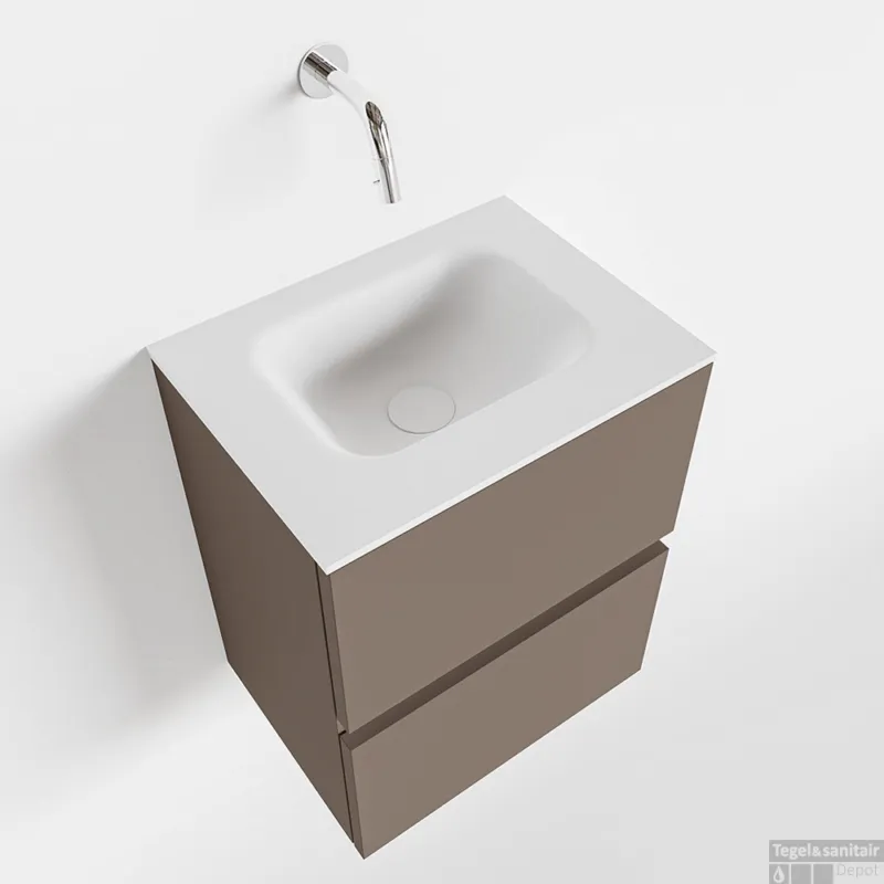 Voordeelprijs MONDIAZ ADA 40cm toiletmeubel smoke. LEX wastafel talc midden zonder kraangat
