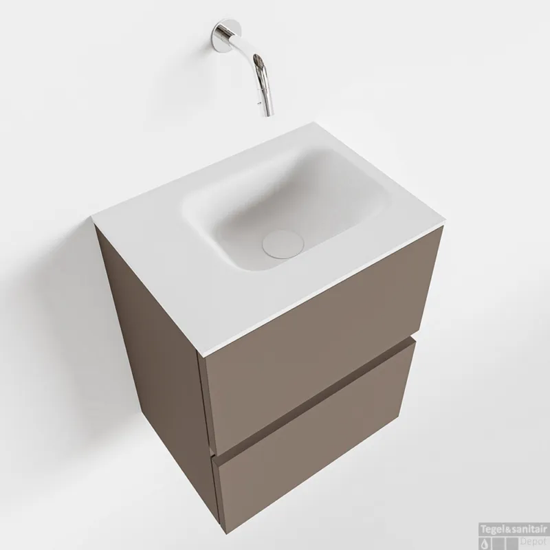 Nu Kopen MONDIAZ ADA 40cm toiletmeubel smoke. LEX wastafel talc links zonder kraangat