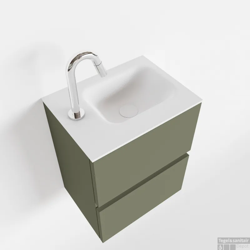 Snelle Levering MONDIAZ ADA 40cm toiletmeubel army. LEX wastafel talc links 1 kraangat
