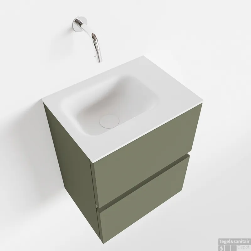 Bestseller MONDIAZ ADA 40cm toiletmeubel army. LEX wastafel talc rechts zonder kraangat
