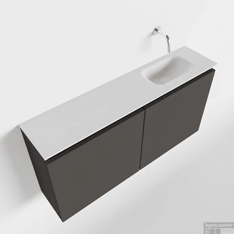 Shop Nu MONDIAZ TURE 100cm toiletmeubel dark grey. EDEN wastafel talc rechts geen kraangat