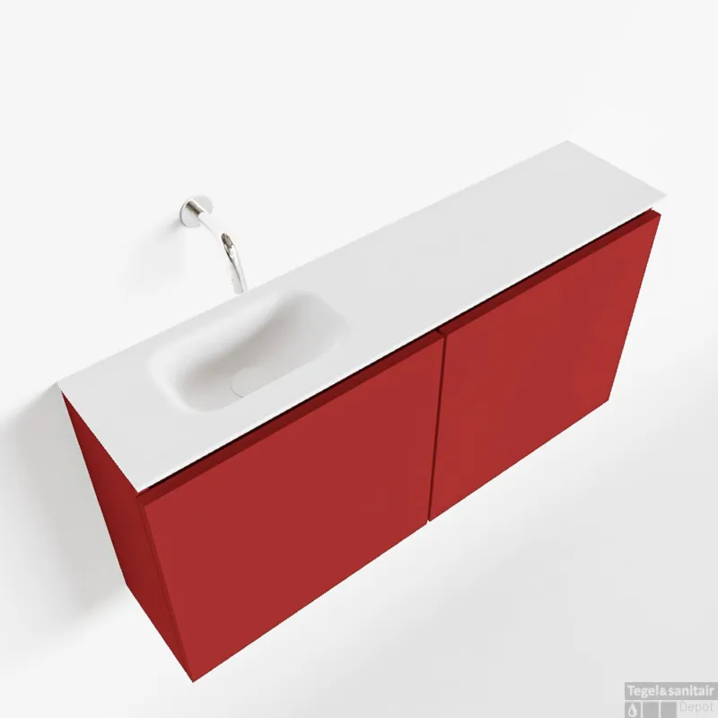 Direct Verzonden MONDIAZ TURE 100cm toiletmeubel fire. EDEN wastafel talc links geen kraangat