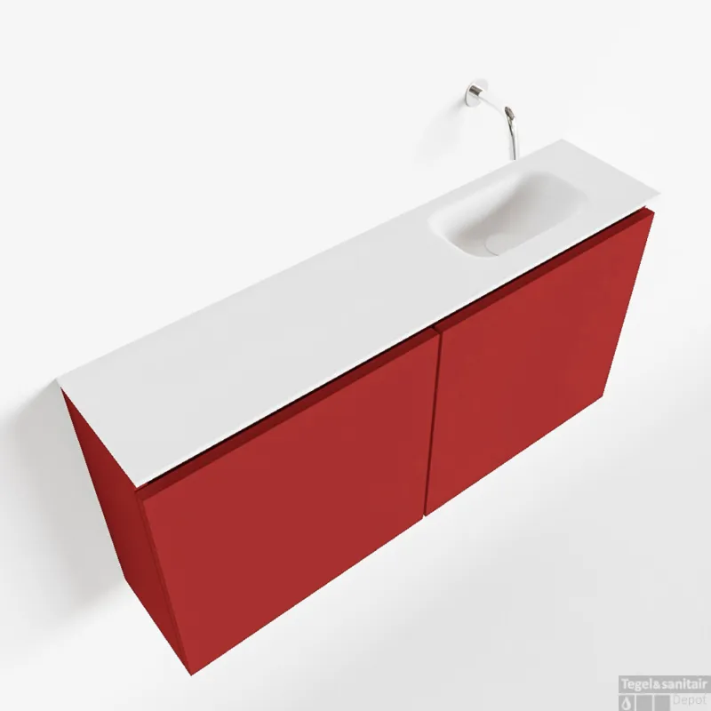 Favoriet MONDIAZ TURE 100cm toiletmeubel fire. EDEN wastafel talc rechts geen kraangat