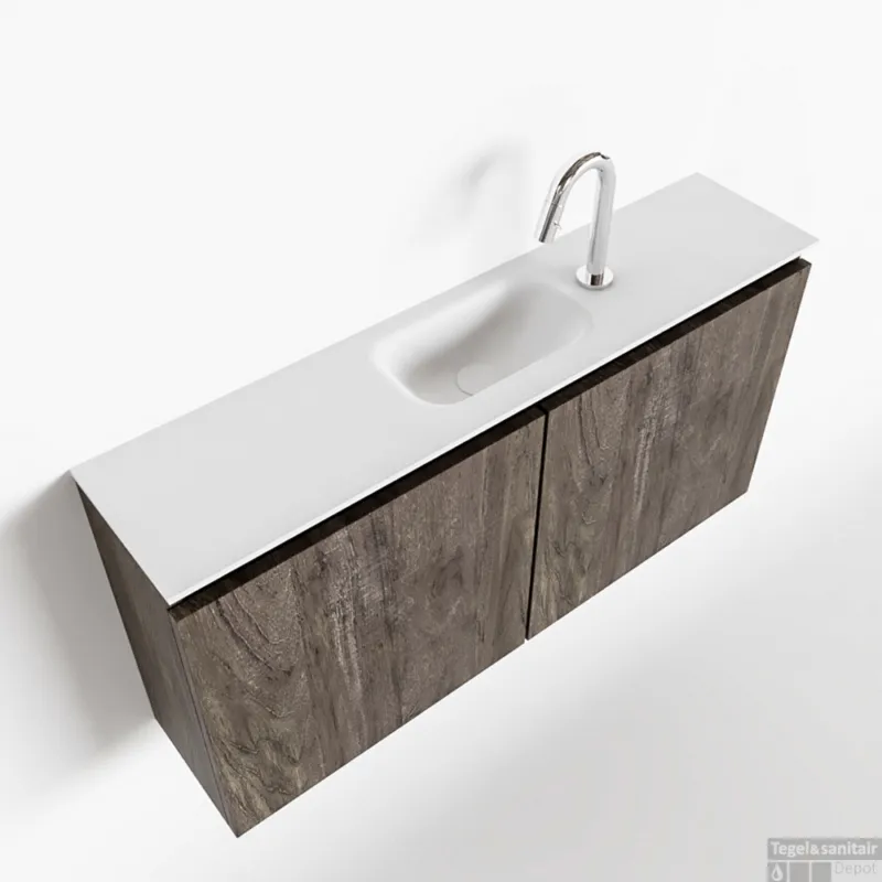 Bestel Nu MONDIAZ TURE 100cm toiletmeubel dark brown. EDEN wastafel talc midden 1 kraangat