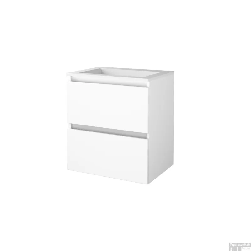 Badmeubelset BWS Salt 60x46cm Greeploos 2 Lades Met Wastafel Acryl Ice White Flitsaanbieding