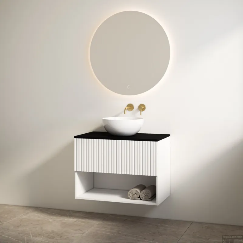 Badmeubelset Best Design Rigatti 100 cm Mat Wit + Mat Zwart Blad Op = Op