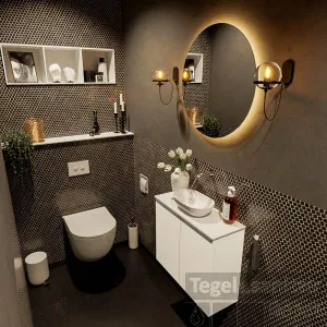 Exclusieve Aanbieding MONDIAZ FOWY toiletmeubel 60cm kleur talc. Waskom positie midden kleur talc talc. Zonder kraangat