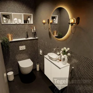 Populair MONDIAZ FOWY toiletmeubel 60cm kleur talc. Waskom positie links kleur talc talc. Zonder kraangat