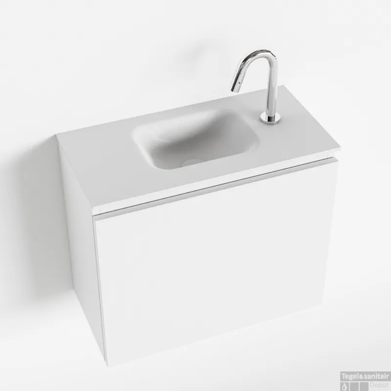 Premium MONDIAZ OLAN 60cm toiletmeubel talc. LEX wastafel talc midden 1 kraangat