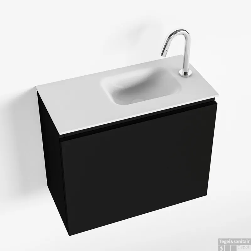 Gereduceerde Prijs MONDIAZ OLAN 60cm toiletmeubel urban. LEX wastafel talc rechts 1 kraangat