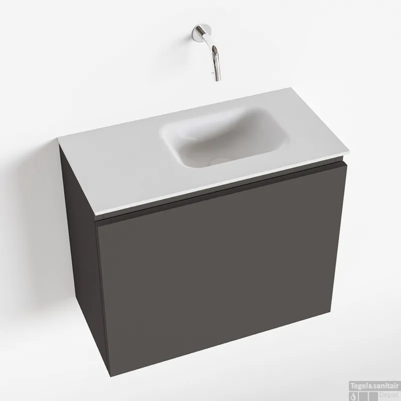 Favoriet MONDIAZ OLAN 60cm toiletmeubel dark grey. LEX wastafel talc rechts geen kraangat