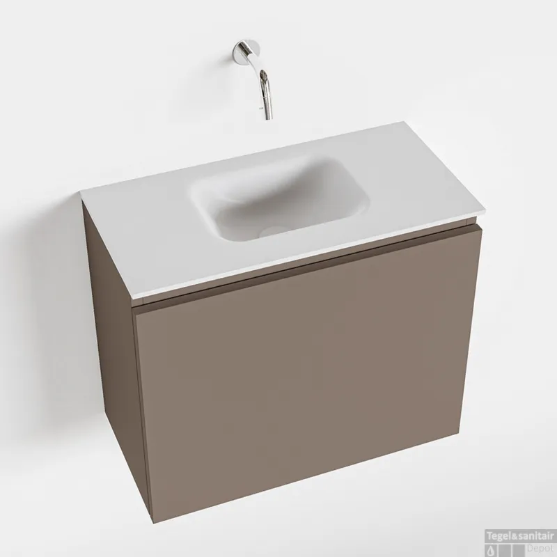Veilige Betaling MONDIAZ OLAN 60cm toiletmeubel smoke. LEX wastafel talc midden geen kraangat