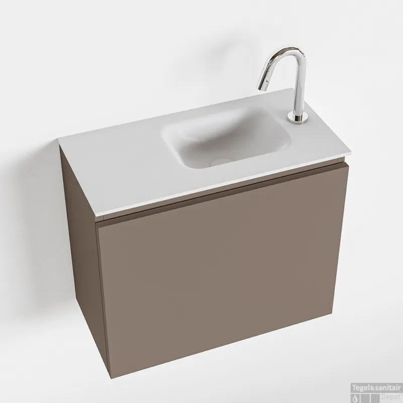 Alleen Vandaag MONDIAZ OLAN 60cm toiletmeubel smoke. LEX wastafel talc rechts 1 kraangat