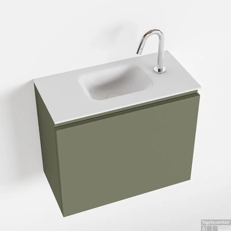 Dagaanbieding MONDIAZ OLAN 60cm toiletmeubel army. LEX wastafel talc midden 1 kraangat
