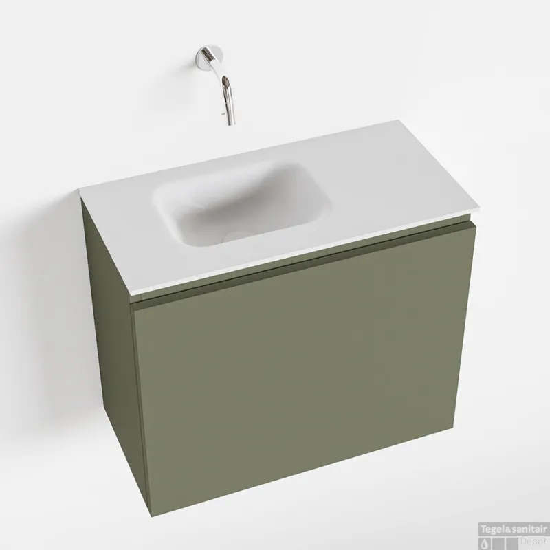 Shop Nu MONDIAZ OLAN 60cm toiletmeubel army. LEX wastafel talc links geen kraangat
