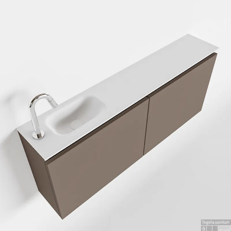 Gratis Retour MONDIAZ TURE 120cm toiletmeubel smoke. EDEN wastafel talc links 1 kraangat