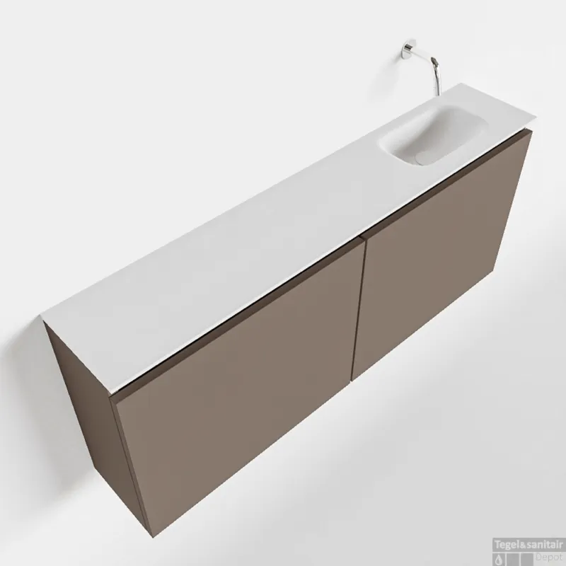 Favoriet MONDIAZ TURE 120cm toiletmeubel smoke. EDEN wastafel talc rechts geen kraangat