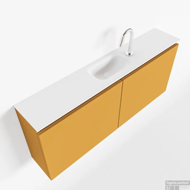 Beperkte Voorraad MONDIAZ TURE 120cm toiletmeubel ocher. EDEN wastafel talc midden 1 kraangat