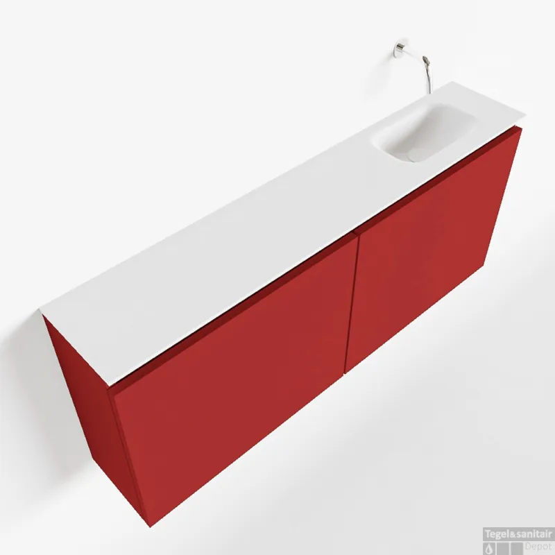 Actieprijs MONDIAZ TURE 120cm toiletmeubel fire. EDEN wastafel talc rechts geen kraangat