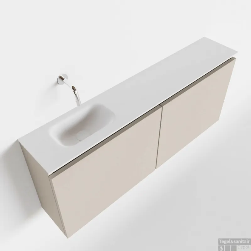 Gratis Retour MONDIAZ TURE 120cm toiletmeubel linen. EDEN wastafel talc links geen kraangat