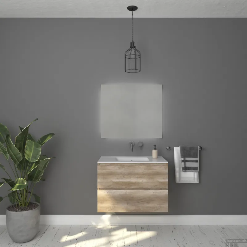 Badkamermeubelset Gliss Zeus 90 cm Oud Grijs Eiken Aanbieding