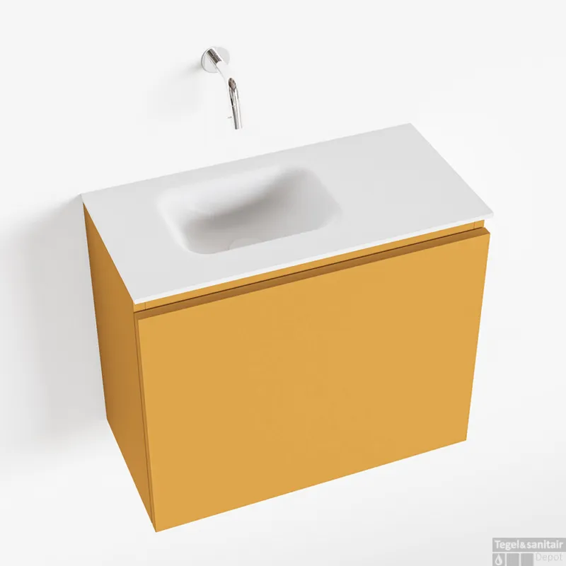 Tijdelijk Beschikbaar MONDIAZ OLAN 60cm toiletmeubel ocher. LEX wastafel talc links geen kraangat