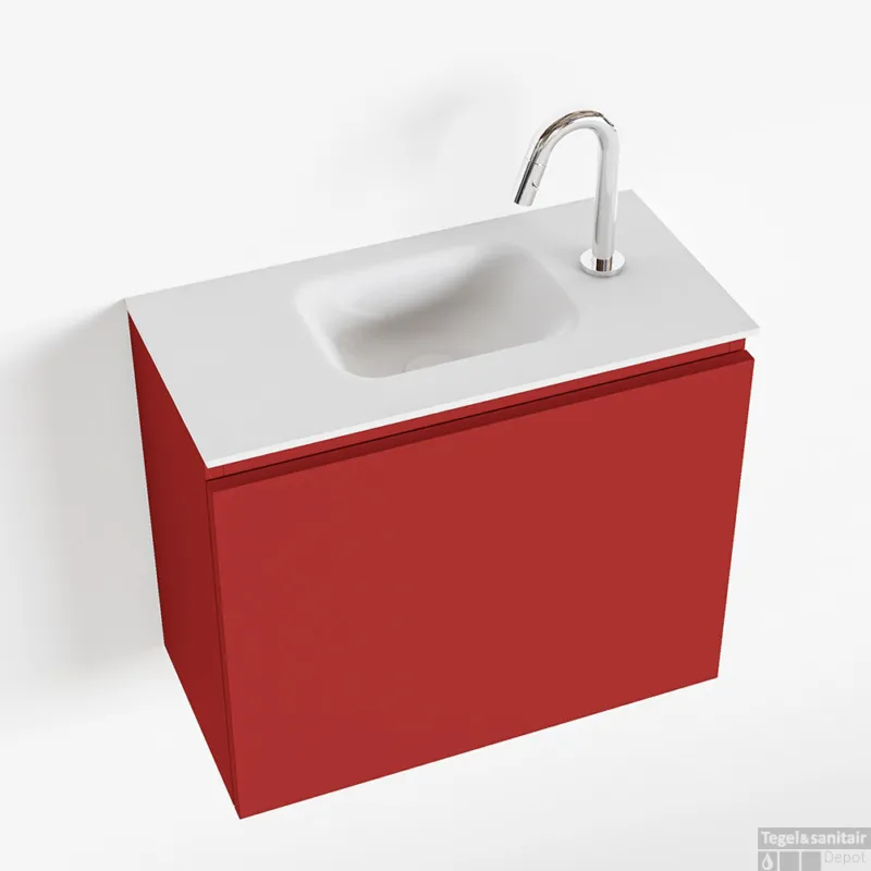 Premium MONDIAZ OLAN 60cm toiletmeubel fire. LEX wastafel talc midden 1 kraangat