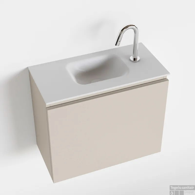 Express Levering MONDIAZ OLAN 60cm toiletmeubel linen. LEX wastafel talc midden 1 kraangat