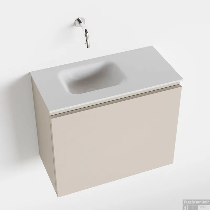 Tijdelijk Beschikbaar MONDIAZ OLAN 60cm toiletmeubel linen. LEX wastafel talc links geen kraangat