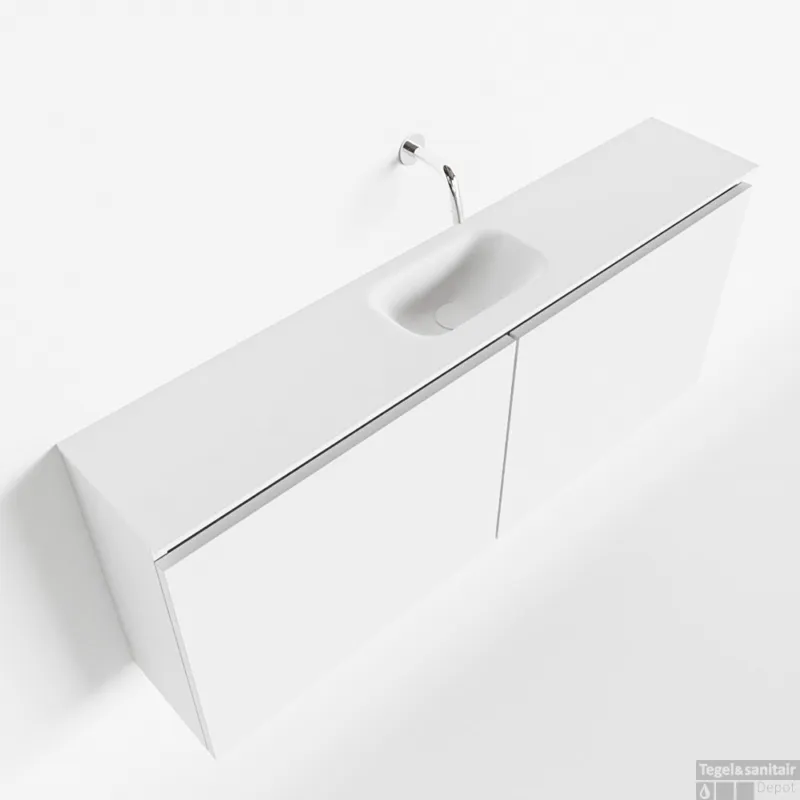 Flitsaanbieding MONDIAZ TURE 120cm toiletmeubel talc. EDEN wastafel talc midden geen kraangat