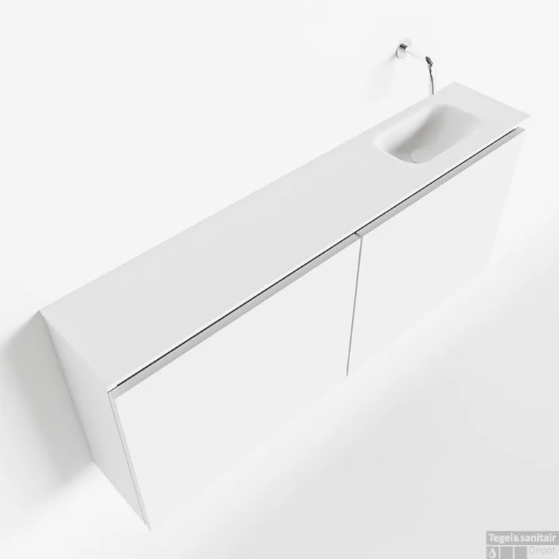 Snelle Levering MONDIAZ TURE 120cm toiletmeubel talc. EDEN wastafel talc rechts geen kraangat