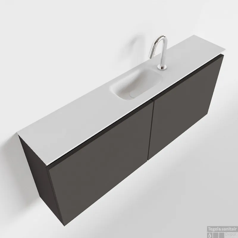 Tijdelijk Beschikbaar MONDIAZ TURE 120cm toiletmeubel dark grey. EDEN wastafel talc midden 1 kraangat