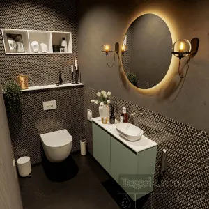 Bestel Nu MONDIAZ FOWY toiletmeubel 80cm kleur army. Waskom positie rechts kleur talc talc. Zonder kraangat
