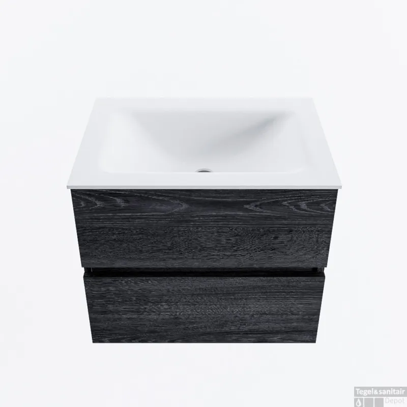 Bestseller MONDIAZ VICA 60cm badmeubel onderkast Antracite 2 lades. Wastafel CLOUD midden 1 kraangat, kleur Talc.