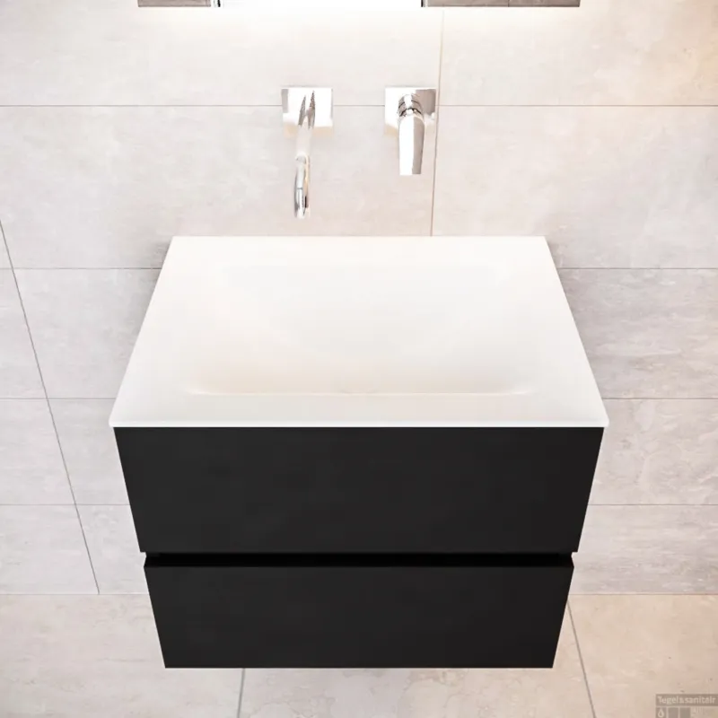 Populair Badkamermeubel Solid Surface BWS Oslo 60x45 cm Mat Zwart Urban (0 kraangaten)