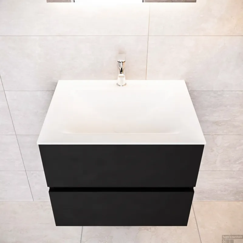 Betaalbaar Badkamermeubel Solid Surface BWS Oslo 60x45 cm Mat Zwart Urban (1 kraangat)
