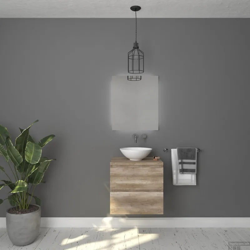 Gratis Retour Badkamermeubelset Gliss Zeus 70 cm Oud Grijs Eiken Met Waskom