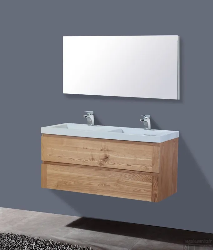 Badkamermeubelset Sanilux Senza Wood 120x47x50 cm Massief Eikenhout Gereduceerde Prijs