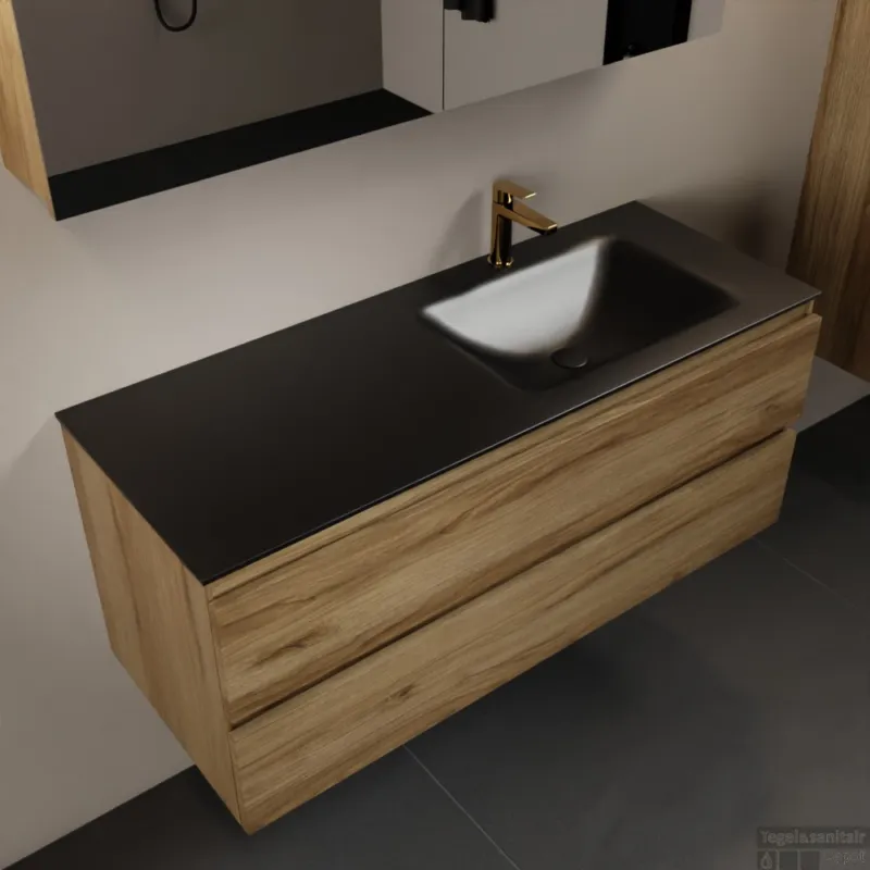 Gecertificeerd MONDIAZ AIVY 120cm badmeubel Chai, wastafel Urban solid surface rechts 1 kraangat met spiegelkast (AI-351641URBAN-SI - AI-M120CHRE - AI-C120CHMI)