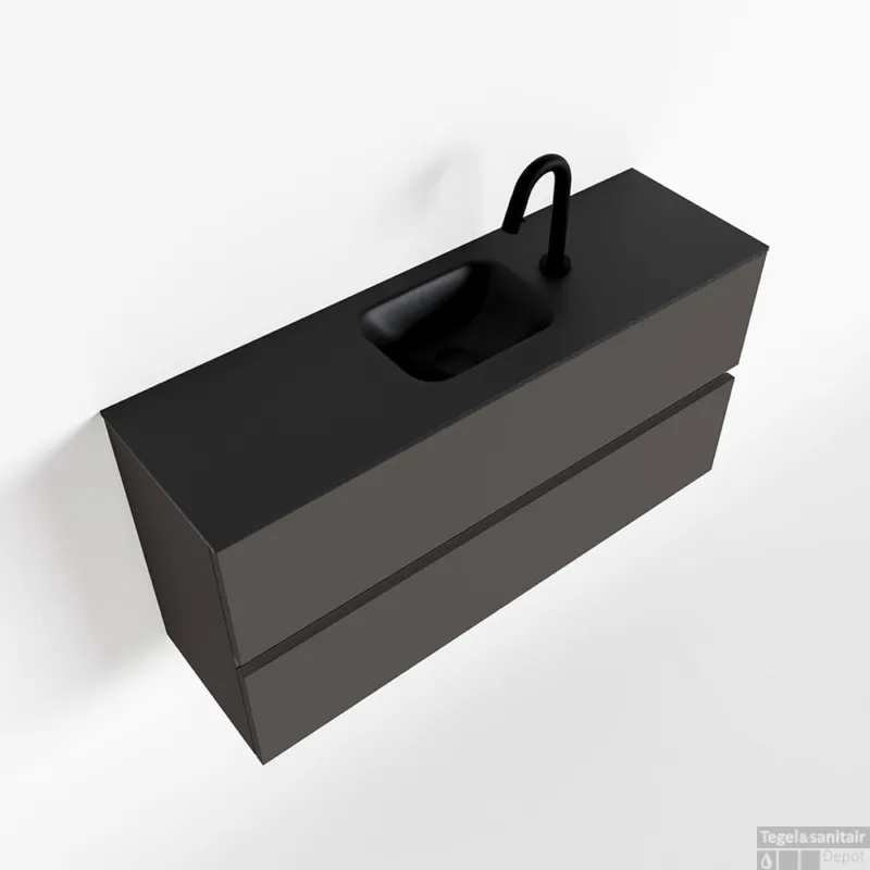 Op = Op MONDIAZ ADA 100cm toiletmeubel dark grey. LEX wastafel urban midden 1 kraangat