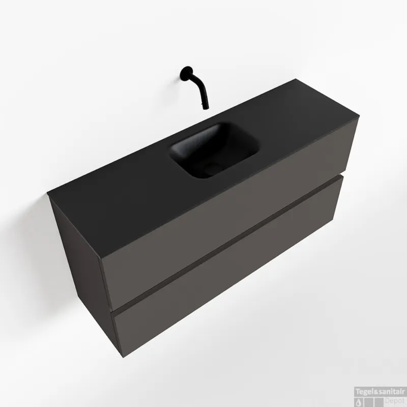 Alleen Vandaag MONDIAZ ADA 100cm toiletmeubel dark grey. LEX wastafel urban midden zonder kraangat