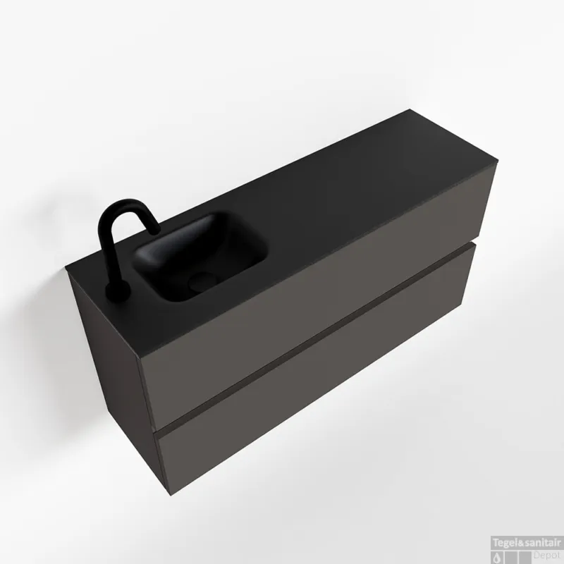 Direct Verzonden MONDIAZ ADA 100cm toiletmeubel dark grey. LEX wastafel urban links 1 kraangat