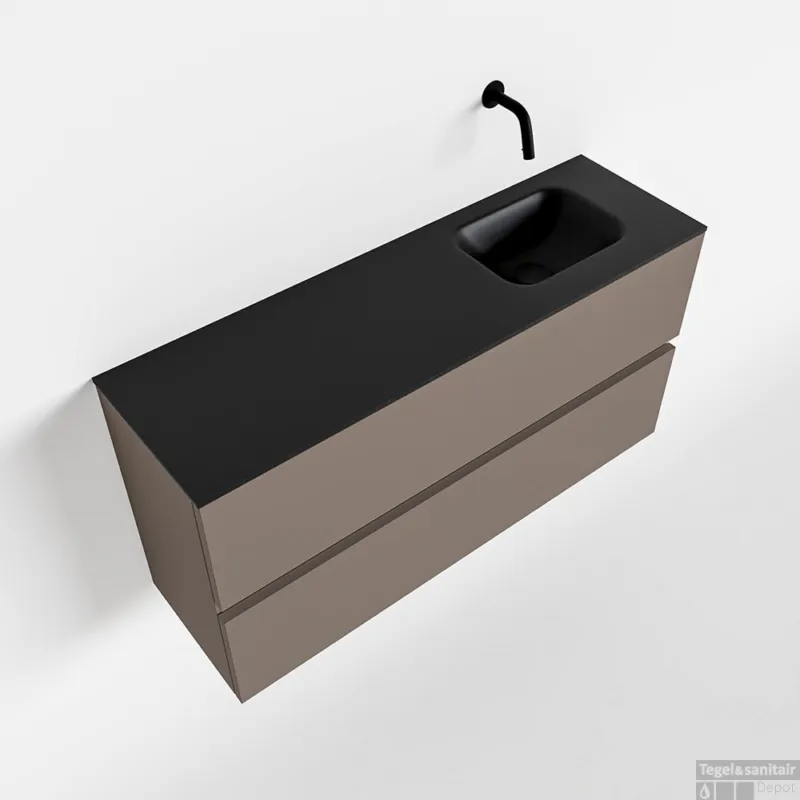 Direct Beschikbaar MONDIAZ ADA 100cm toiletmeubel smoke. LEX wastafel urban rechts zonder kraangat