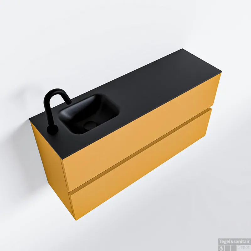 Flitsaanbieding MONDIAZ ADA 100cm toiletmeubel ocher. LEX wastafel urban links 1 kraangat