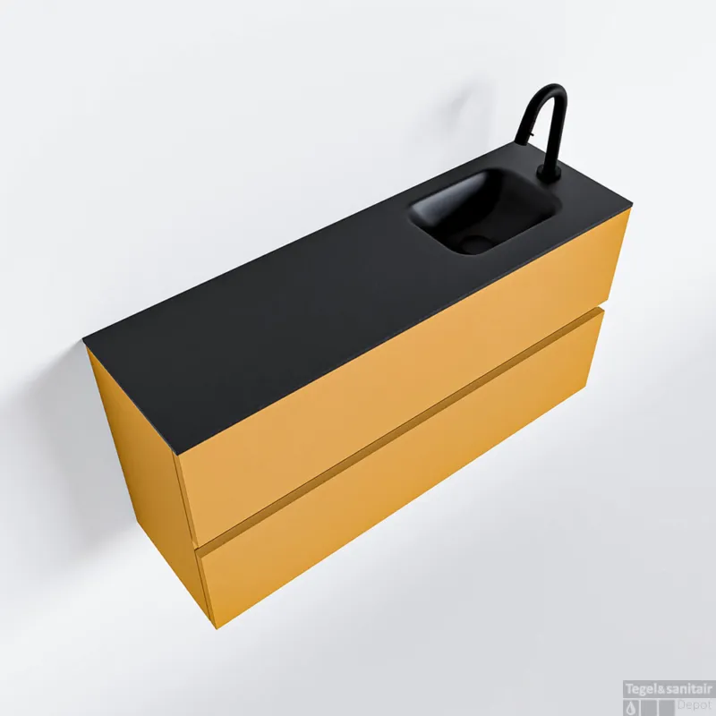 Finale Uitverkoop MONDIAZ ADA 100cm toiletmeubel ocher. LEX wastafel urban rechts 1 kraangat