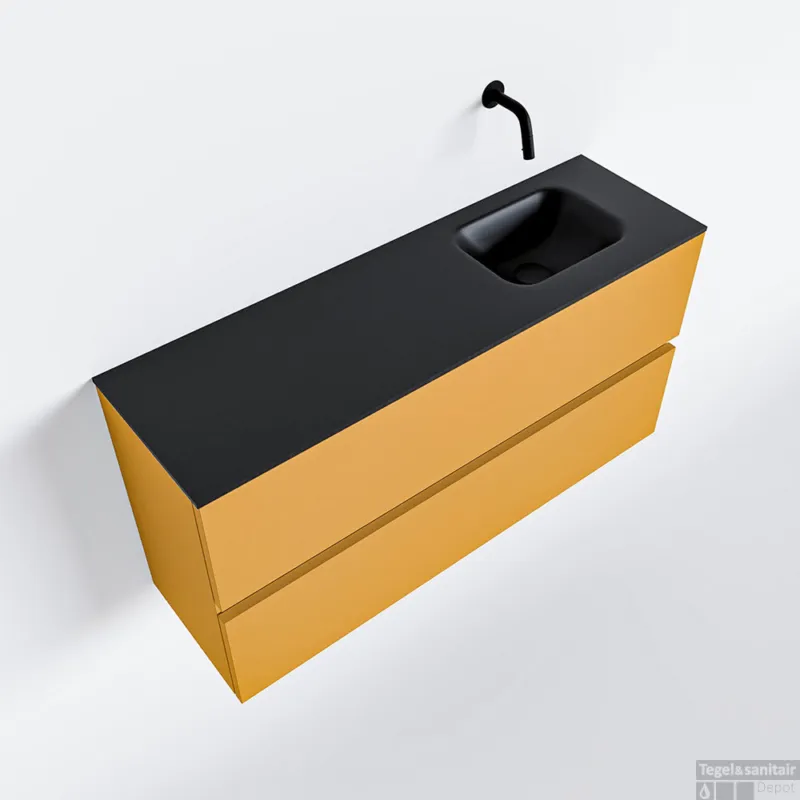 Beste Prijs MONDIAZ ADA 100cm toiletmeubel ocher. LEX wastafel urban rechts zonder kraangat