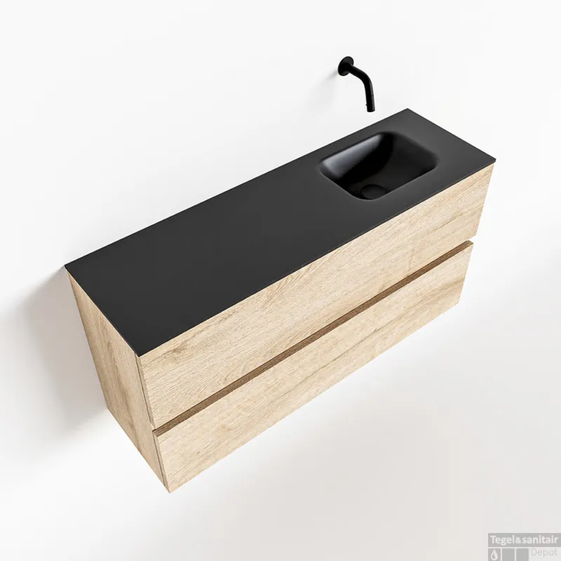 Veilige Betaling MONDIAZ ADA 100cm toiletmeubel washed oak. LEX wastafel urban rechts zonder kraangat