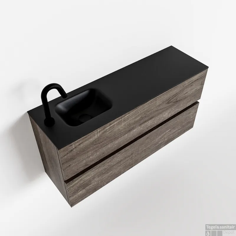 Speciale Aanbieding MONDIAZ ADA 100cm toiletmeubel dark brown. LEX wastafel urban links 1 kraangat